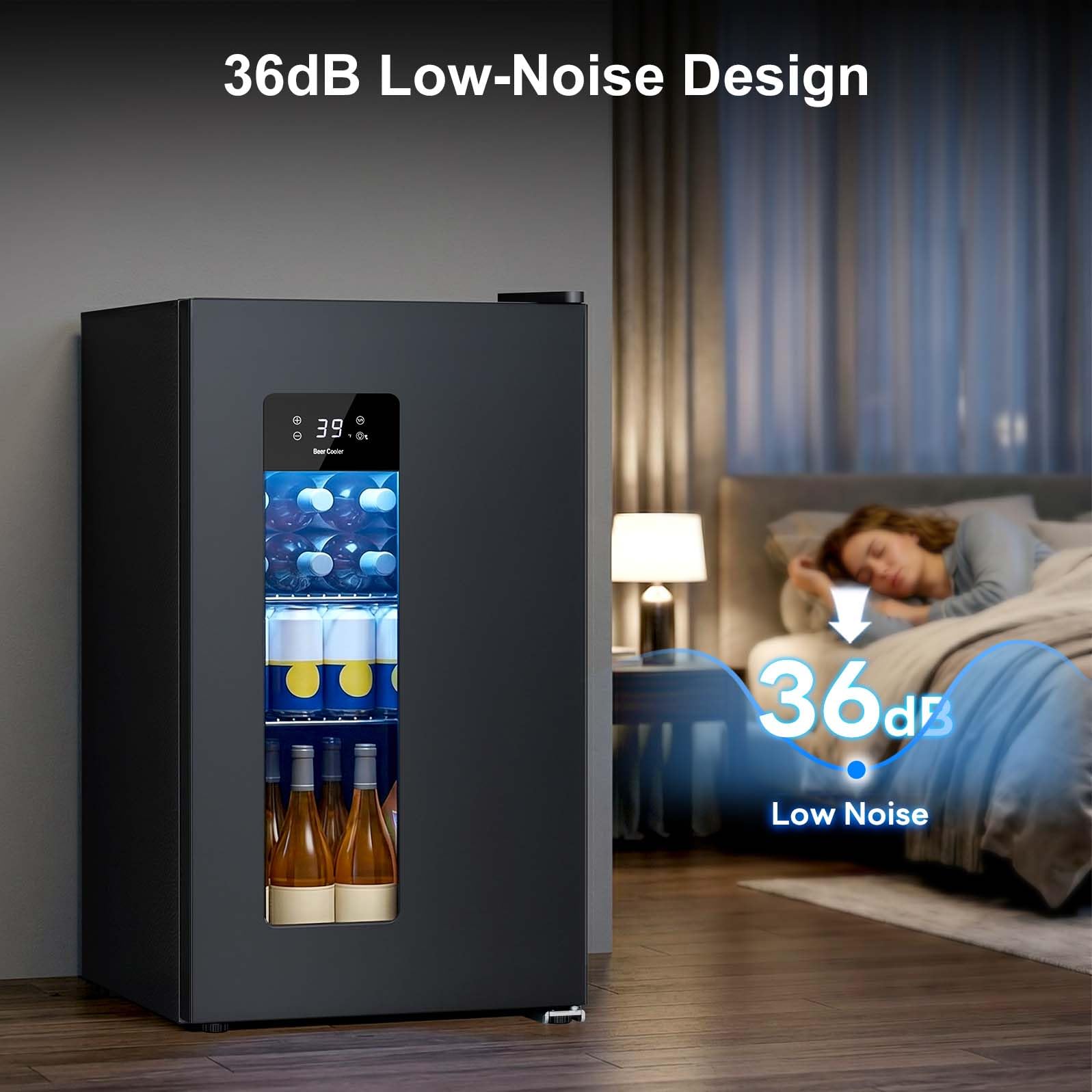 Antarctic Star Mini Fridge Auto Defrost Beverage Refrigerator, 130 Can With Glass Door &Adjustable Shelves, 21-50°F Temp Control,Beverage Cooler For Soda, Beer, Wine, Home Bar, Office, 3.2 Cu.Ft on Fridge.com - View 5