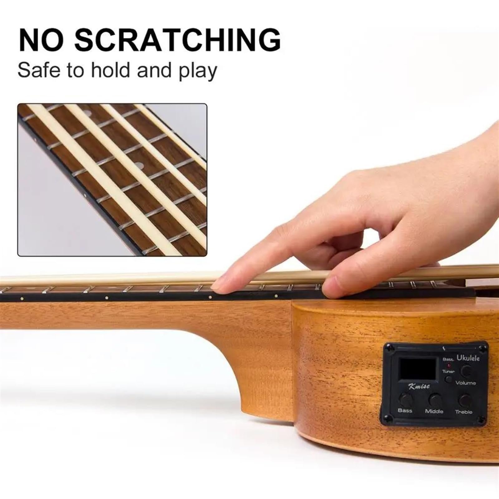 Ukulele Baritono Basso Alto Da 30 Pollici Con Stelo Di Regolazione Del Plettro Della Tracolla