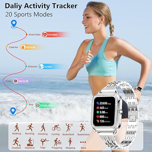 Miniatura 5 de Efolen Relojes inteligentes para mujeres con diamantes (responderhacer llamada), reloj inteligente Bluetooth de 1.57" para teléfonos Android iOS,