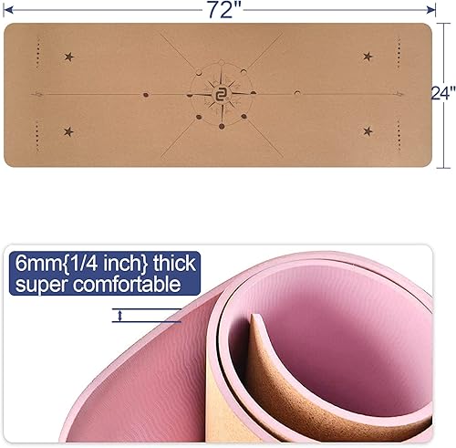 Miniatura 2 de Numat - Tapete de yoga de corcho de 0.236 in (14 pulgadas) de grosor, 72 x 24 pulgadas, resistente al sudor, antideslizante, ecológico, espuma TPE