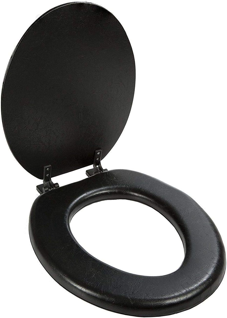 NEW Ginsey Solid Black Padded Elongated Toilet Seat