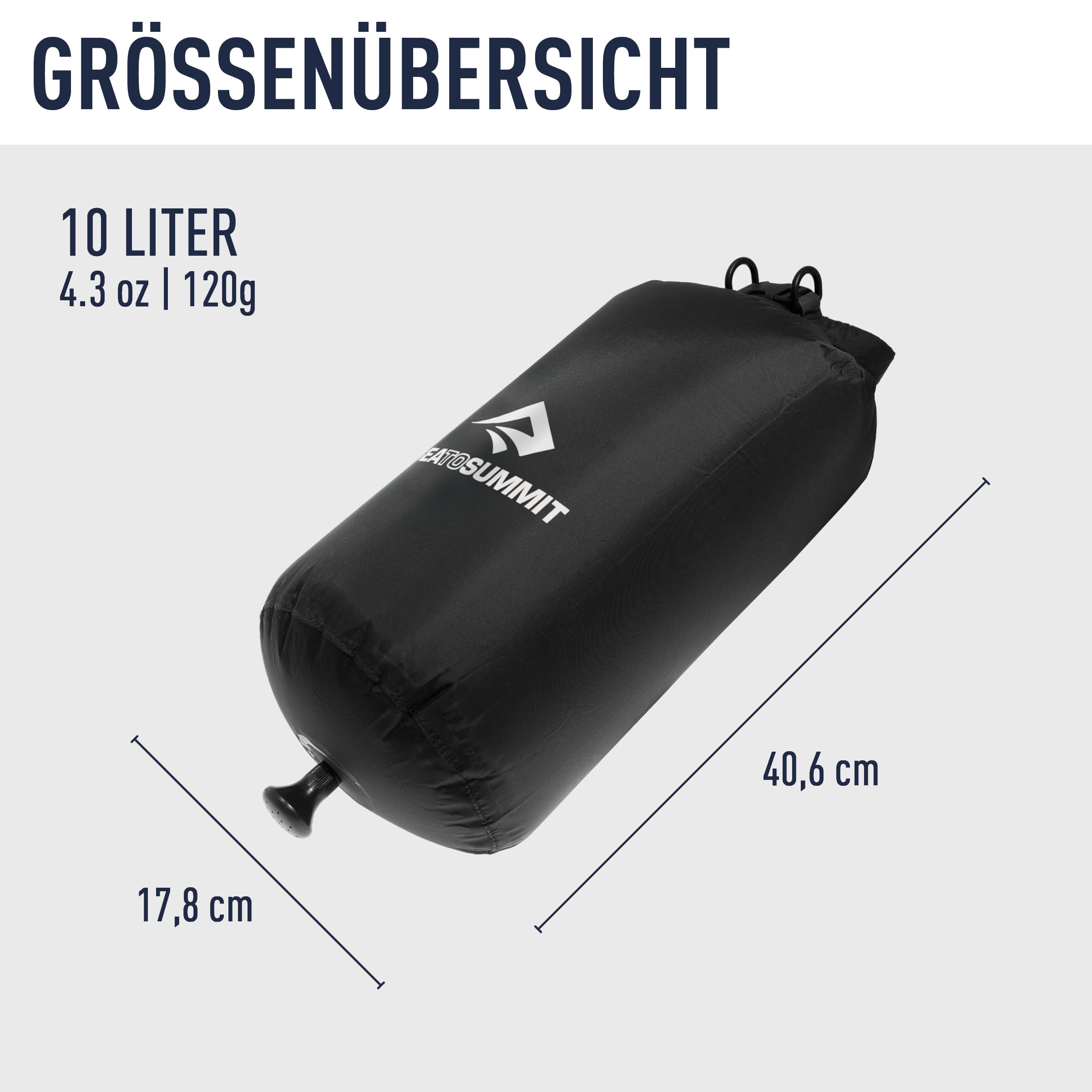 Sea to Summit - Pocket Shower 10L Camping Dusche - Praktisch & Besonders kompakt - Leichtes Nylon 70D - Intuitiver Drehmechanismus - 6 m Schnur - Wandern & Camping - Schwarz - 25 g