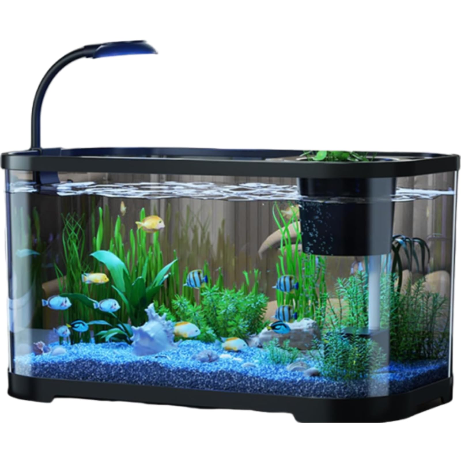 Generico Kit Acquario, Acquario per Principianti, Acquario per Principianti da Scrivania, Vaso Decorativo per Betta E(Nero)