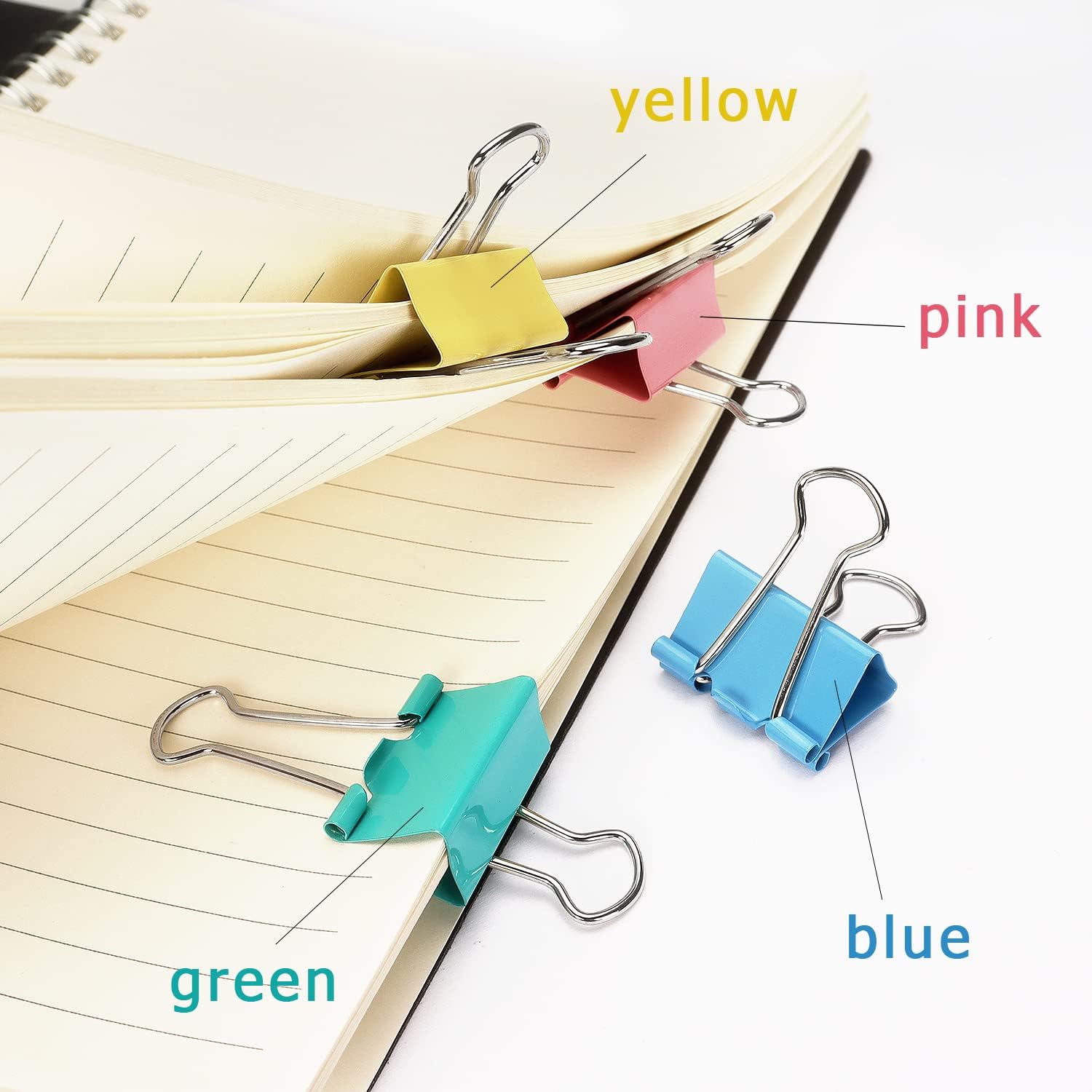 ZZTX Binder Clips Small Size Paper Clamps Clips Assorted Color, 1.0 Inches, 48 Pieces