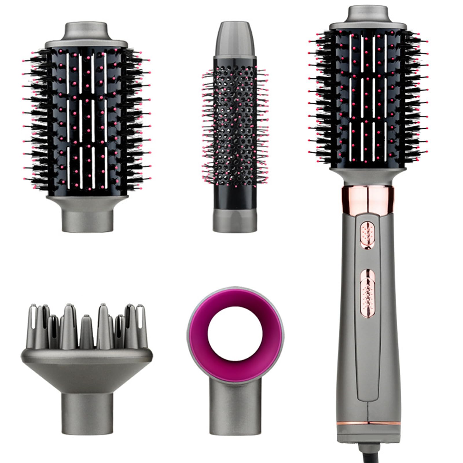 HyAdierTech Cepillo Secador De Pelo 4 en 1, Cepillo de Aire Secador Moldeador Alisador Multifunción, Rizador Pelo Aire, Cepillo de Aire Caliente de Alta Velocidad con Iones Negativos, 1000W