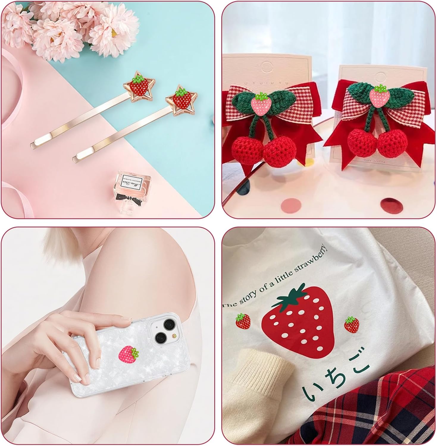 Strawberry Resin Flatback Beads Charms, 90 Pcs DIY Crafts Embellishments for Phone Case Scrapbooking Hair Clip Headband Jewelry Decor - Image 6