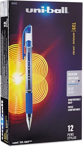 Miniatura 1 de Uni-ball 65451 Signo Gel Grip - Bolígrafo de punta rodante, tinta azul, tamaño mediano, docena