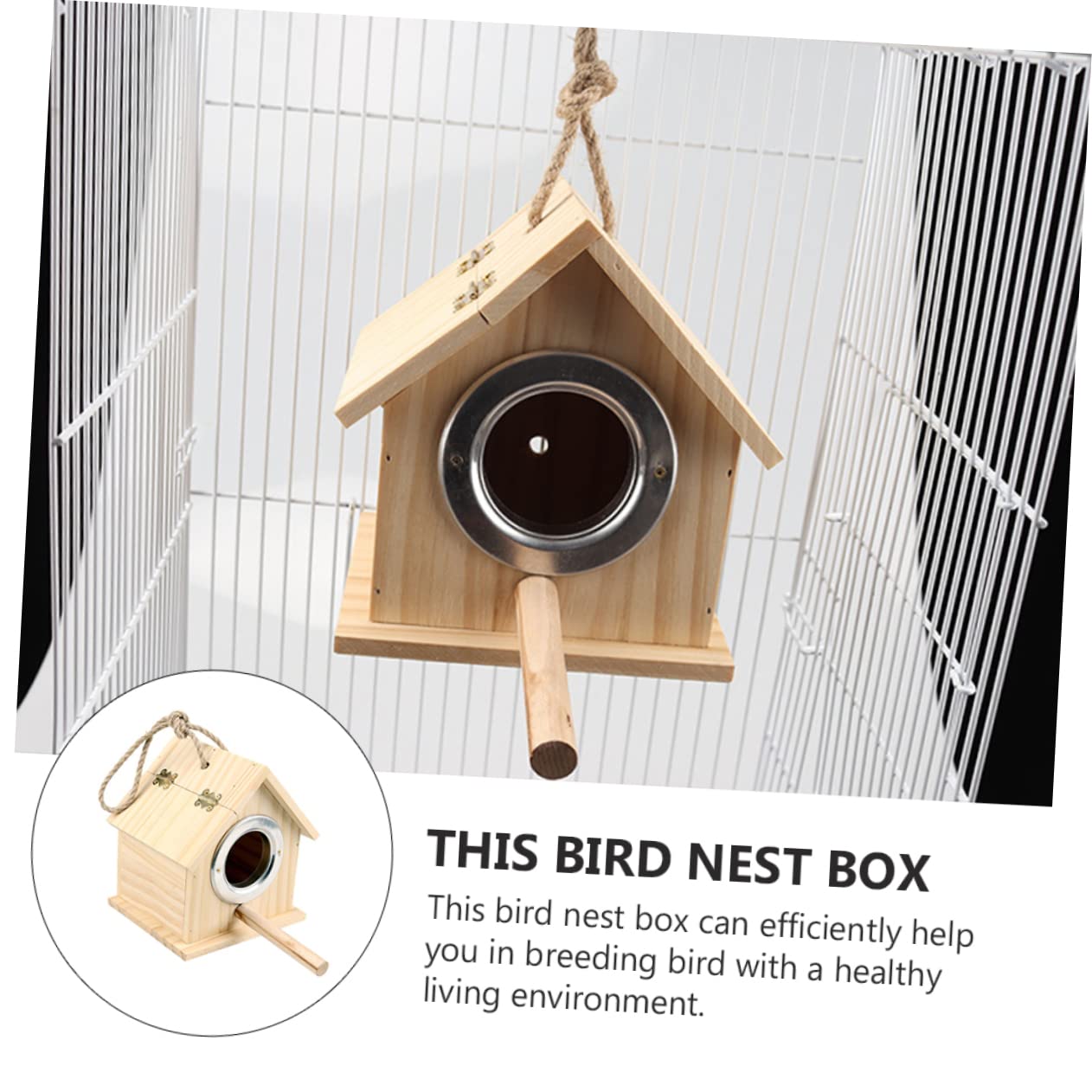 HANABASS Parrot Brutkasten aus Langlebigem Kiefernholz Vogel Nistkasten mit Einfachem Hausdesign als Brut und Nistplatz für Kleine Vögel Fördert Natürliche Balz und Brutverhalten