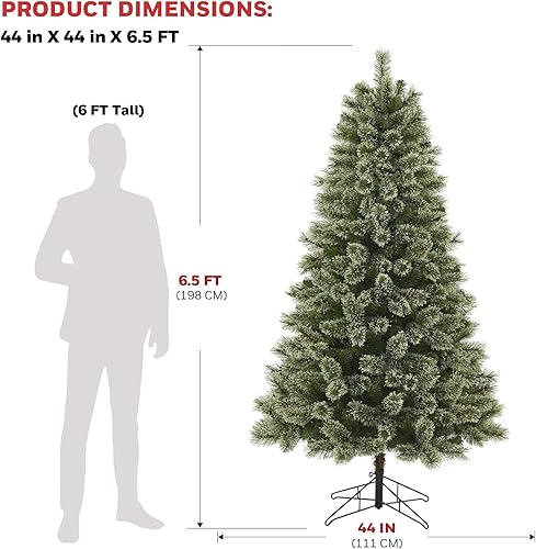 Miniatura 3 de Honeywell Árbol de Navidad artificial de cachemira de 6.5 pies con 250 luces LED que cambian de color, árbol de Navidad con 811 puntas de