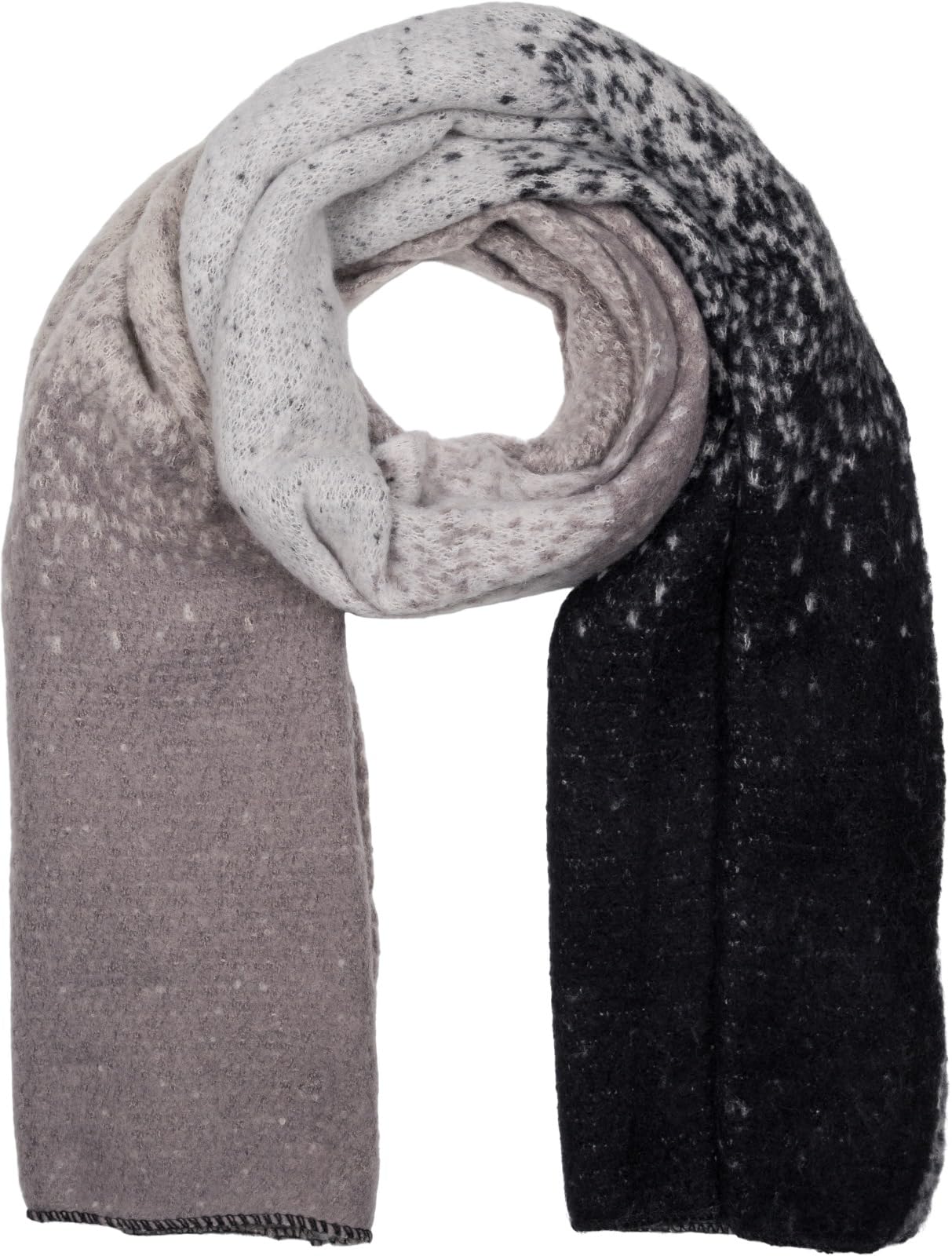 styleBREAKER Women's woven scarf with pixel colour gradient, warm winter scarf in ombré look, multicoloured colour transitions 01017161, Colour:Black-Grey