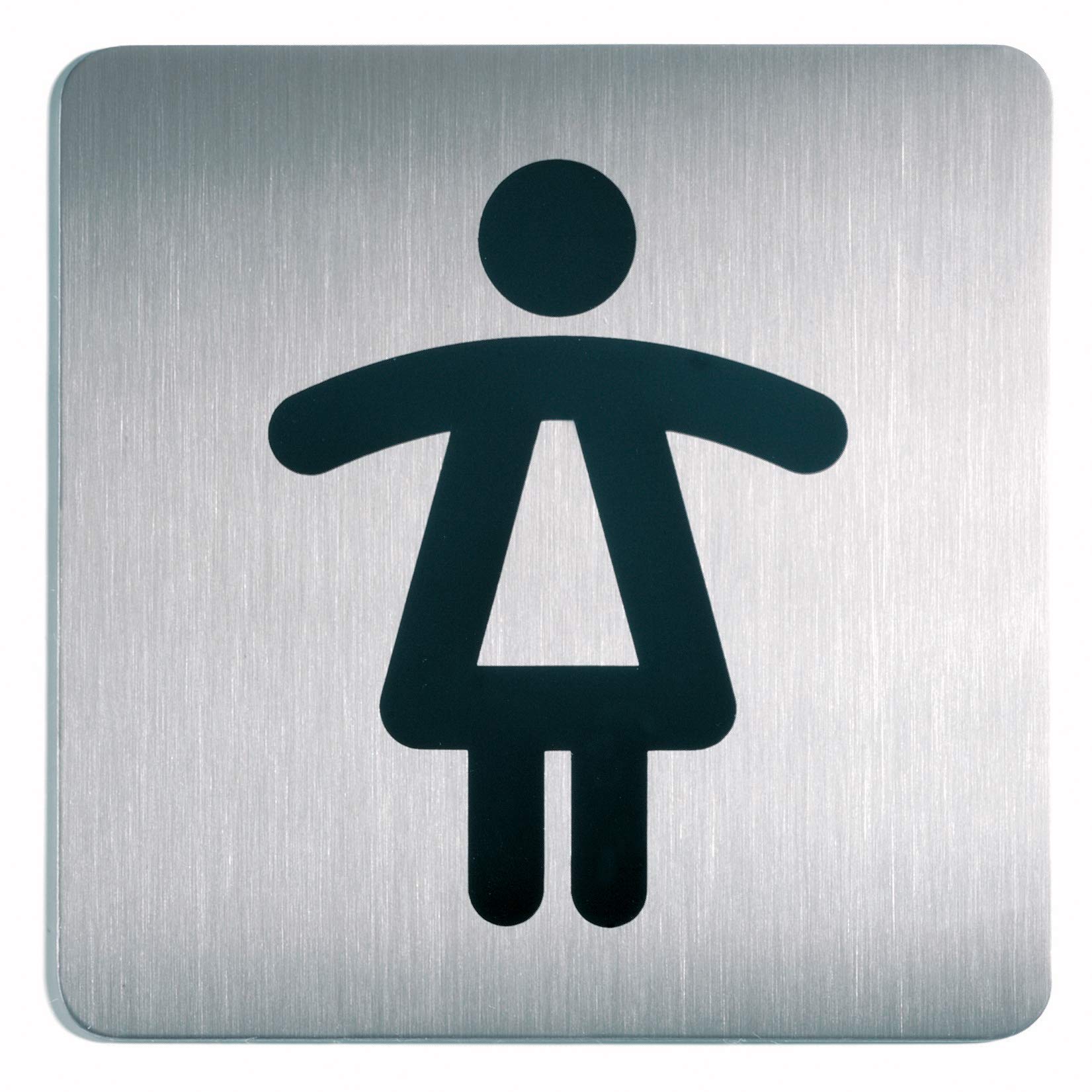 Durable Pictogram Door Sign "Ladies WC" | 150 x 150 mm | Made from Stainless Steel | Self-Adhesive Attachment | Ideal for Schools, Hotels, Offices, etc.