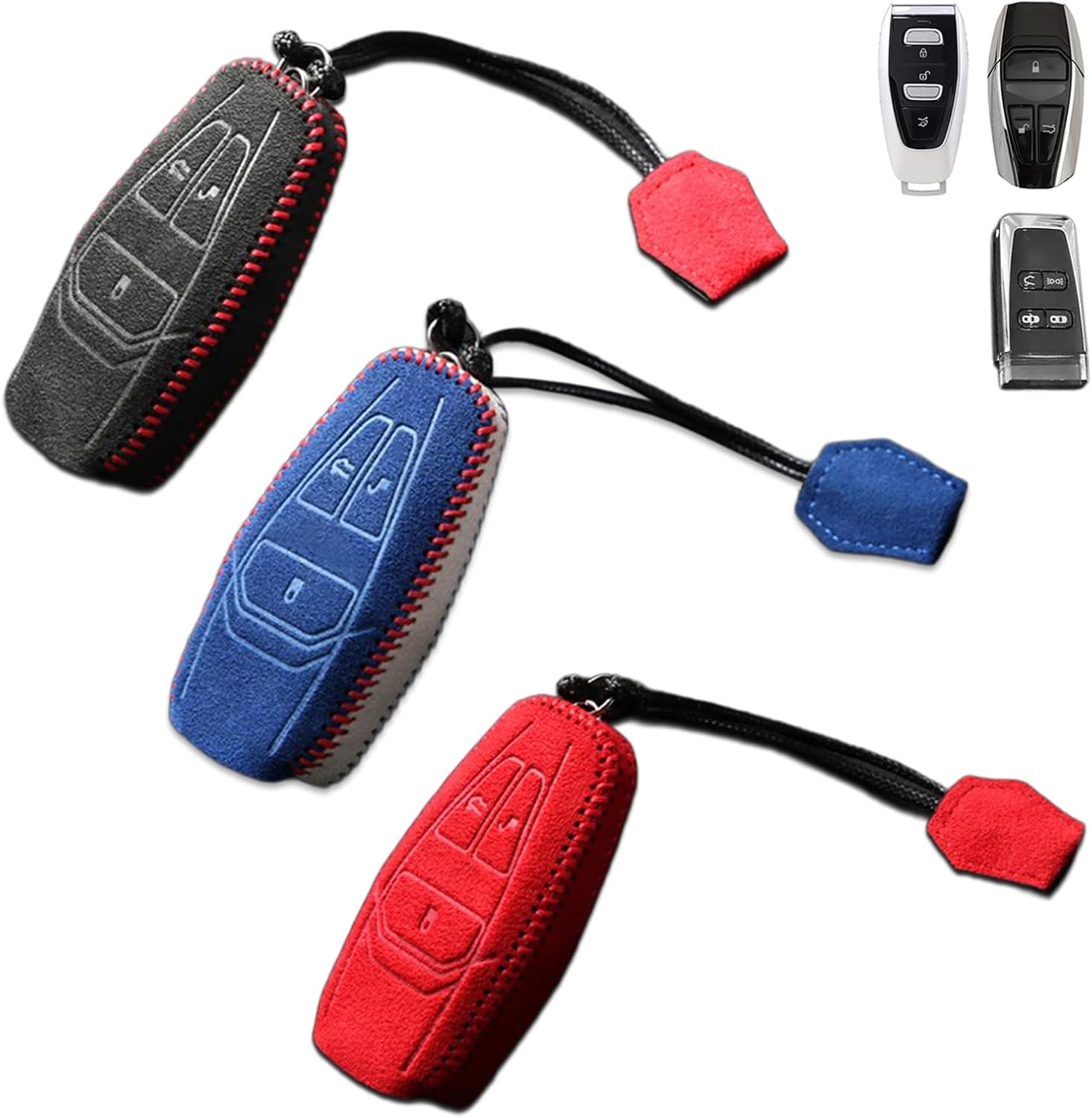 Custom Deluxe Suede Leather Key Fob Cover Case Shell Compatible with Aston Martin DB11 DBS Superleggera New Vantage DB9 DBX AML-KEY-1109 MY83-654024-AB