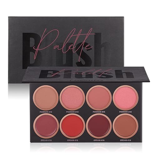 Paleta profesional del maquillaje del rubor, 8 colores de rubor y paleta de resaltador de polvo mate brillante brillo mineral contorno rubor paleta