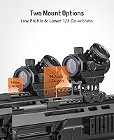 Vista 2 de MidTen Mira de punto rojo de 2MOA 1x25mm, mira réflex impermeable y a prueba de golpes y niebla, alcance de punto rojo con montaje elevado de 1 Negro