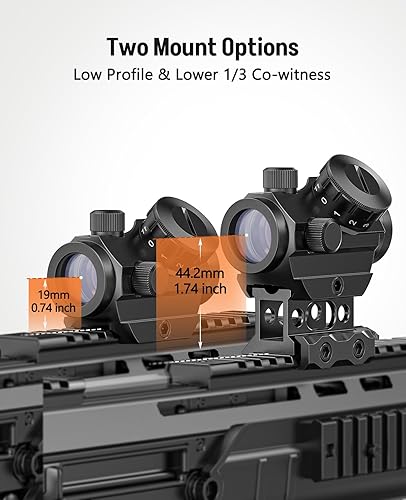 Miniatura 2 de MidTen 2MOA - Mirilla de punto micro rojo de 0039 x 0984in mira reflectante impermeable a prueba de golpes y a prueba de niebla mini riflecopio con