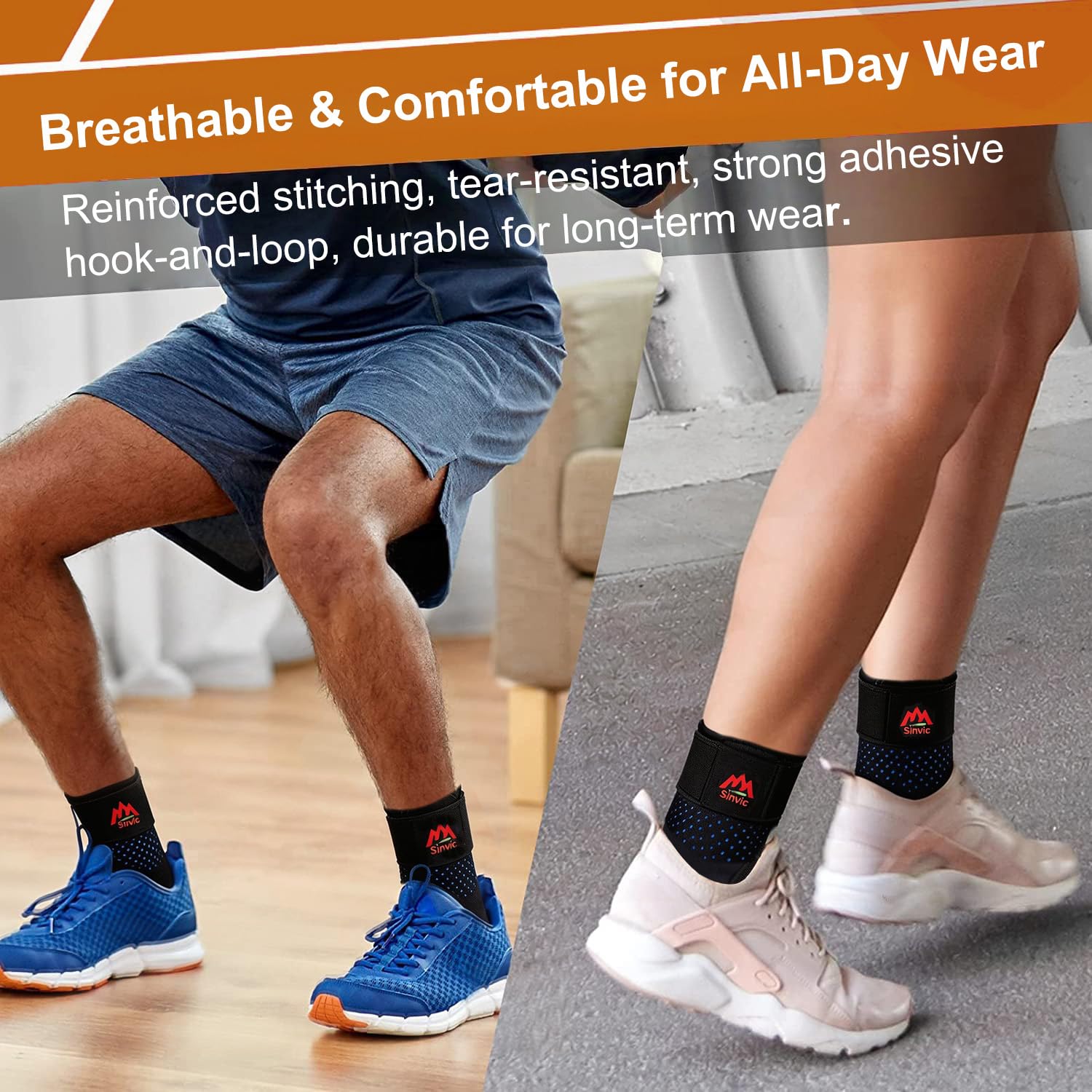 Tobillera, 2 unidades, transpirable y ajustable, soporte de tobillo para hombres y mujeres, fuerte compresión para tobillos esguincados, fascitis plantar, deportes.
