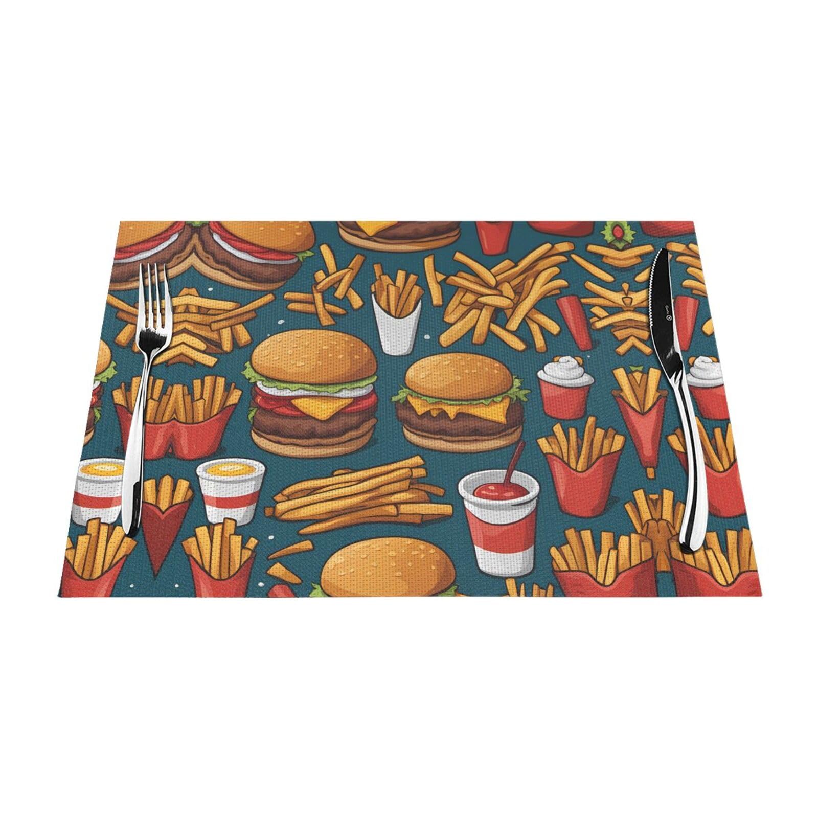 Set de table tissé 30x46 cm lavable avec motifs de nourriture gourmande