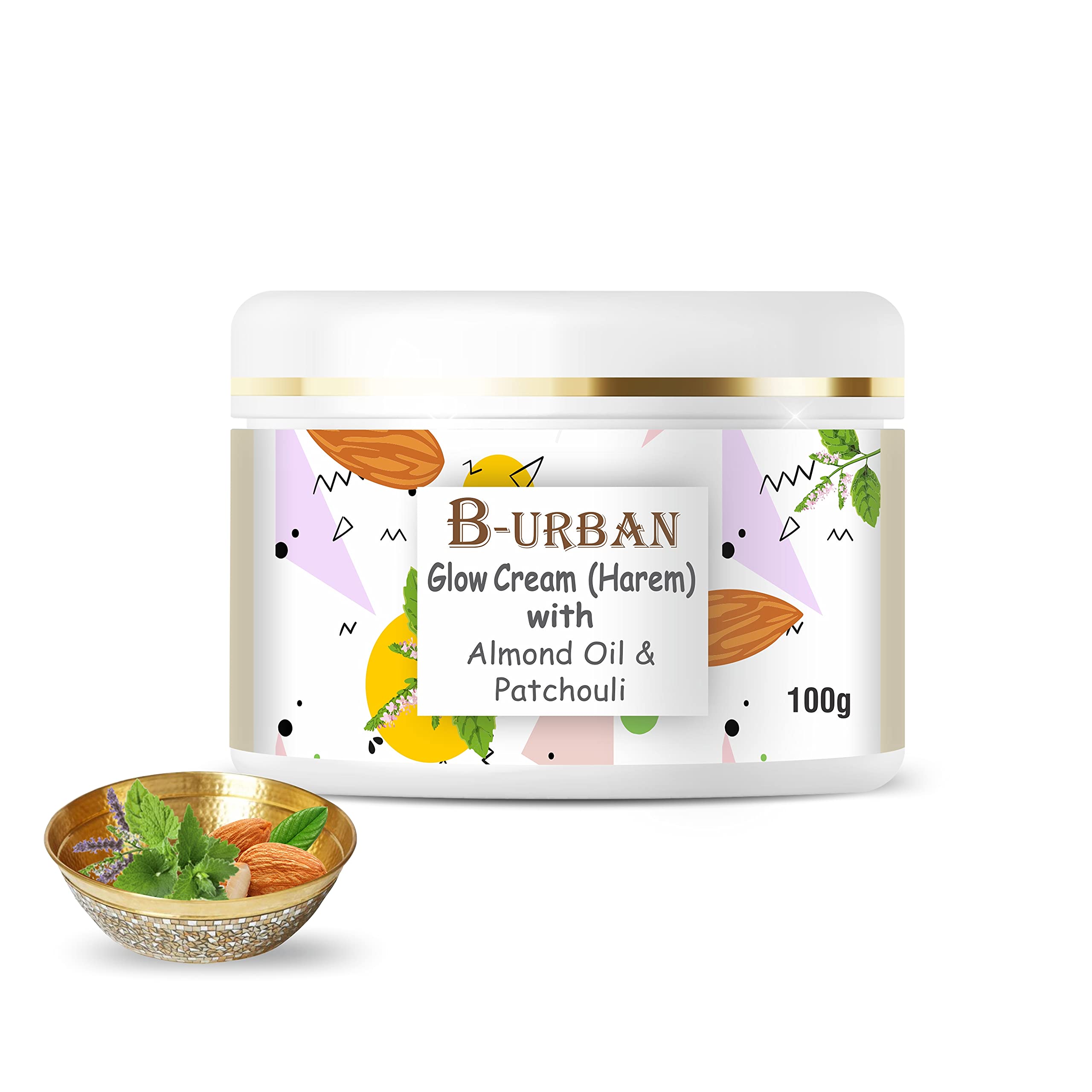 B-Urban Skin Brightening Glow Cream With Natural & Organic Ingredients like Almond & Patchouli Oil for Skin Illuminating, Uneven Skin Tone & Dull Skin For Men & Women - 100 GM