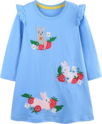 Bumeex Toddler Girl's Long Sleeve Dresses 2-7Y