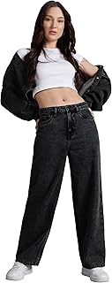 INKD Women's Baggy Fit Jeans - Mid-Rise | 100% Cotton | Jeans for Women (Available in Plus Sizes) Price In India