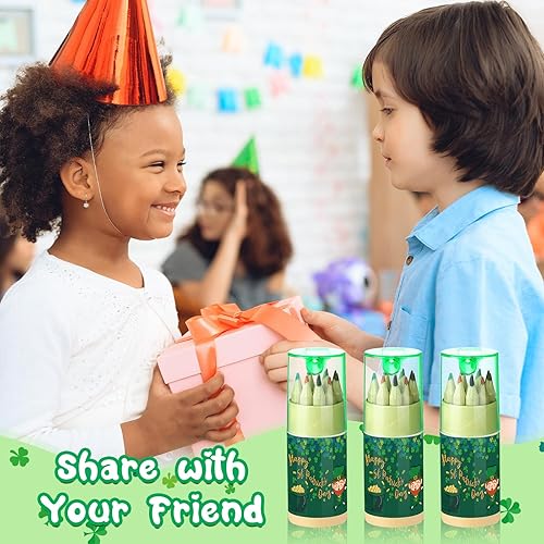 Miniatura 6 de Fumete Paquete de 32 mini lápices de colores de Navidad a granel con sacapuntas en tubo de dibujo, lápices de colores para niños, lápices de