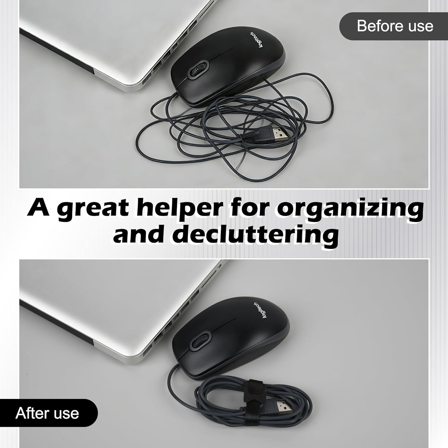 100PCS Black 6 Inch Reusable Cable Ties ，Adjustable Cord Organizers for Home, Office & Electronics， Multi-Purpose Wire Management Solution