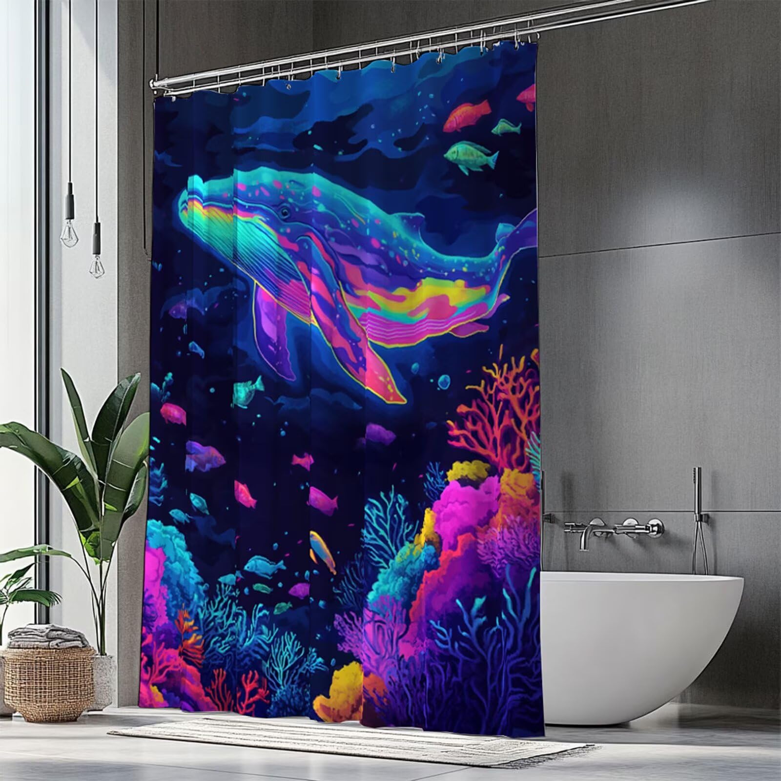 Rideau de douche dauphin pour baignoire familiale lavable en machine