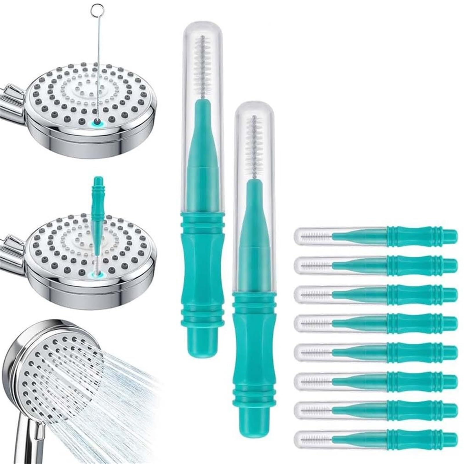 20PCS Shower Head Cleaning Brush For Small Holes, Showerhead Cleaner Picks, Multifunctional Crevice With Nylon Bristles For Bathroom Accessories, Pore Nozzle(Green)