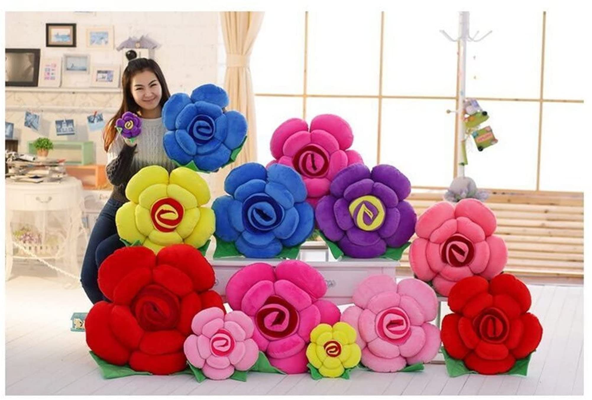 Pluszowa poduszka, podłogowa na krzesło ozdobna do rzucania sofę (40 CM, czerwona)(Rose,40CM)