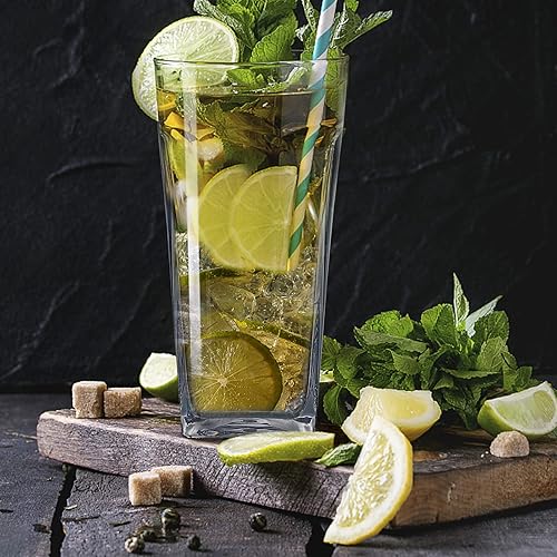 Miniatura 7 de Top-spring Vaso de agua de plástico reutilizable de 20 onzas, vasos transparentes inastillables, sin BPA, juego de 6 (20 onzas, transparente)