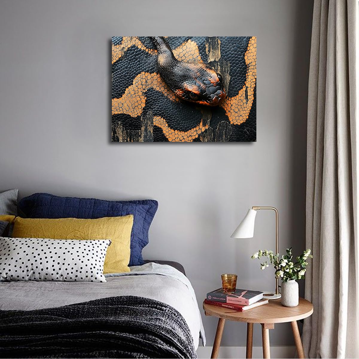 UIRINGART Snake Canvas Wall Art Print Snake Texture Printing Modern Canvas Pictures Art Art Poster Gad Painting For Living Room Bedroom Home Decor 80x125cm