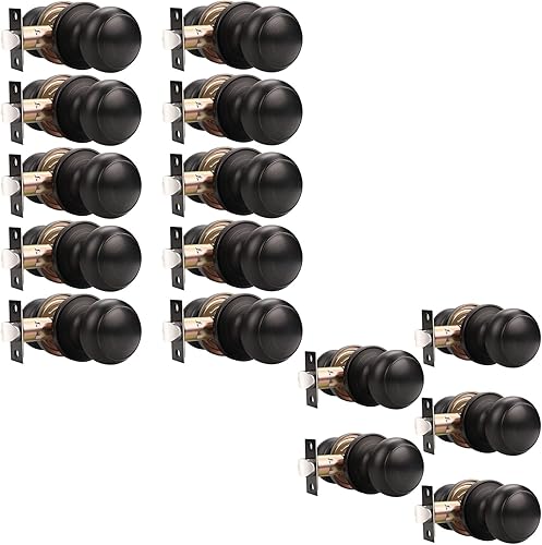 Miniatura 8 de Probrico Paquete de 8 pomos redondos para puerta de paso (perillas sin bloqueo), pomos de puerta sin llave, cerradura de puerta interiorexterior,