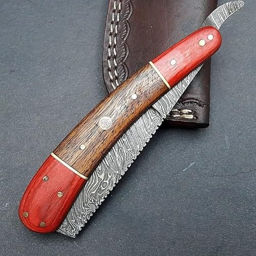 Damascus Straight Razor, Barber Salon Shaving Razor, Ready To Shave Razor, Handmade Damascus Razor Gift For Men, Comes With Handmade Leather Sheath/Cover – Psk329 #TOP2