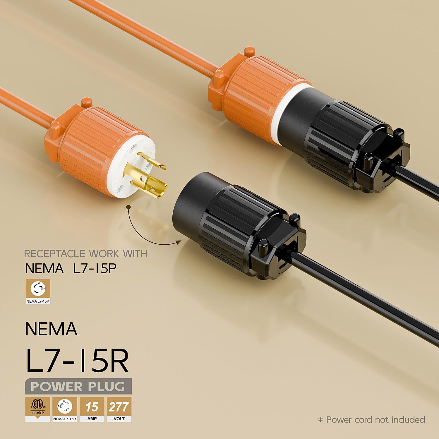 Amazon.com: NEMA L7-15R Twist Lock Female Receptacle, ETL Listed