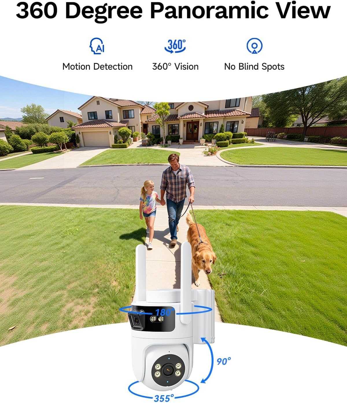 24/7 AOV Dual Lens Solar Security Camera Wireless Outdoor, 2K+2K WiFi 6 8 71L WdVOneL. AC SL1500