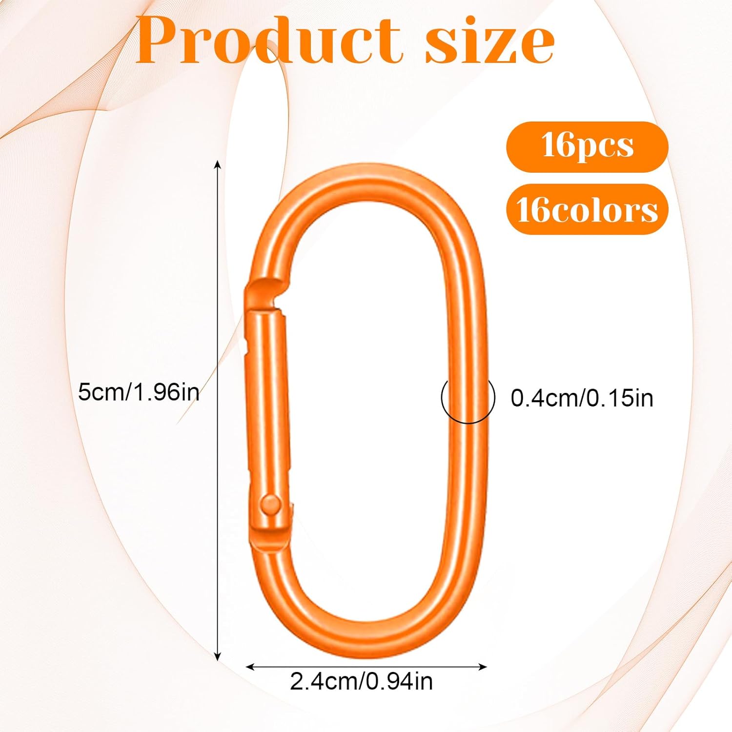 16 Pcs Heavy Duty Alloy Carabiners - 2 Inch Oval Keychain Clips for Dog Leashes, Water Bottle, Backpack, Keys, Gear | Multi-Purpose Locking Carabiner Clips for Outdoor, Hiking, Camping - Image 2