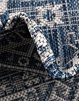 Vista 7 de Unique Loom Outdoor Aztec Collection Alfombra de área, Chalca (7 pies 10 pulgadas, cuadrada, azul/marfil)