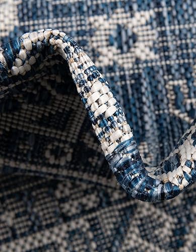 Miniatura 7 de Unique Loom Outdoor Aztec Collection Alfombra de área, Chalca (7 pies 10 pulgadas, cuadrada, azulmarfil)