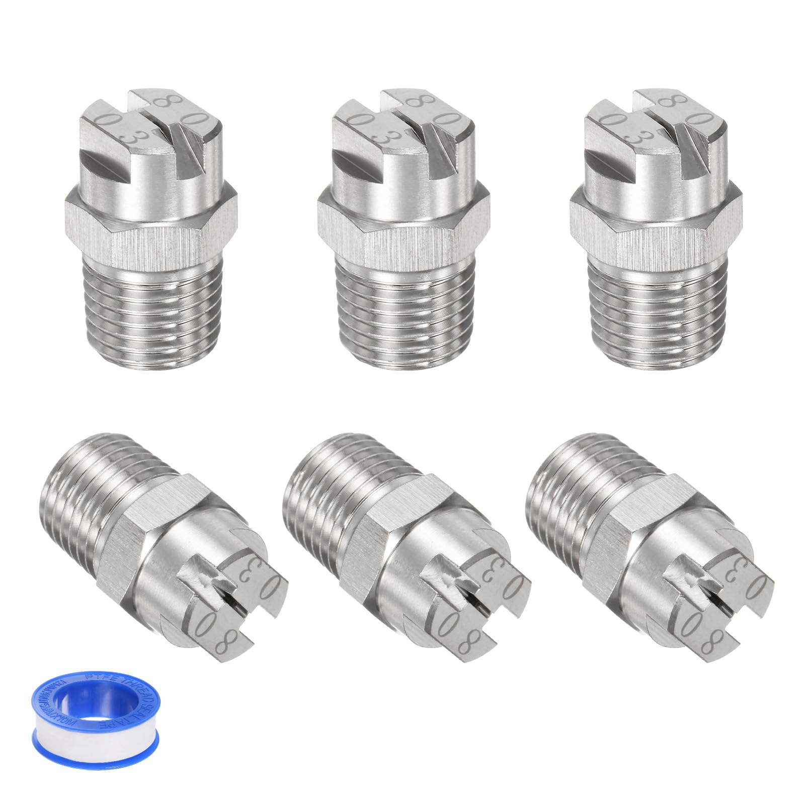 Embout de pulvérisation plat 80 degrés en acier inoxydable mâle 1/4BSPT à orifice 1.1mm