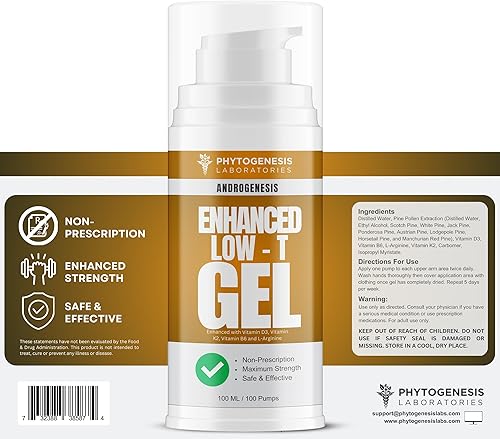 Miniatura 4 de ANDROGENESIS Fórmula mejorada  Gel de apoyo bajo T  Booster T para hombres  Recuperación muscular, potenciador de energía, envejecimiento saludable