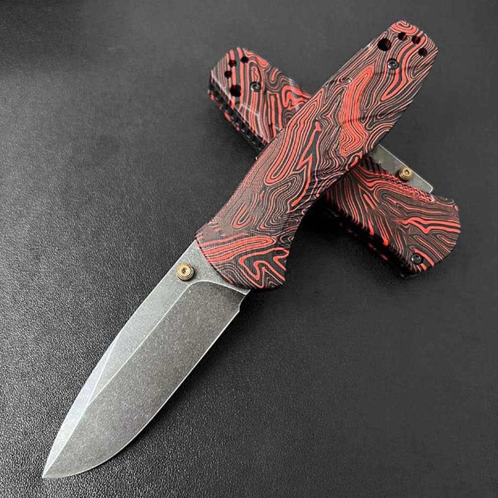 Klappmesser 6.9" Sehr Scharfes Taschenmesser aus stahl s90v, Rot Muster g10, Praktisch Rutschfest, Outdoor Edc Messer Survival Jagdmesser, Axis lock messer, Klein einhand messer tanto mit knopfdruck