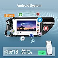 Vista 3 de [2 GB+64 GB] Radio de coche para Toyota Hilux 2015-2020, pantalla táctil de 10.1 pulgadas estéreo de coche con sistema Android 13, Carplay y Android