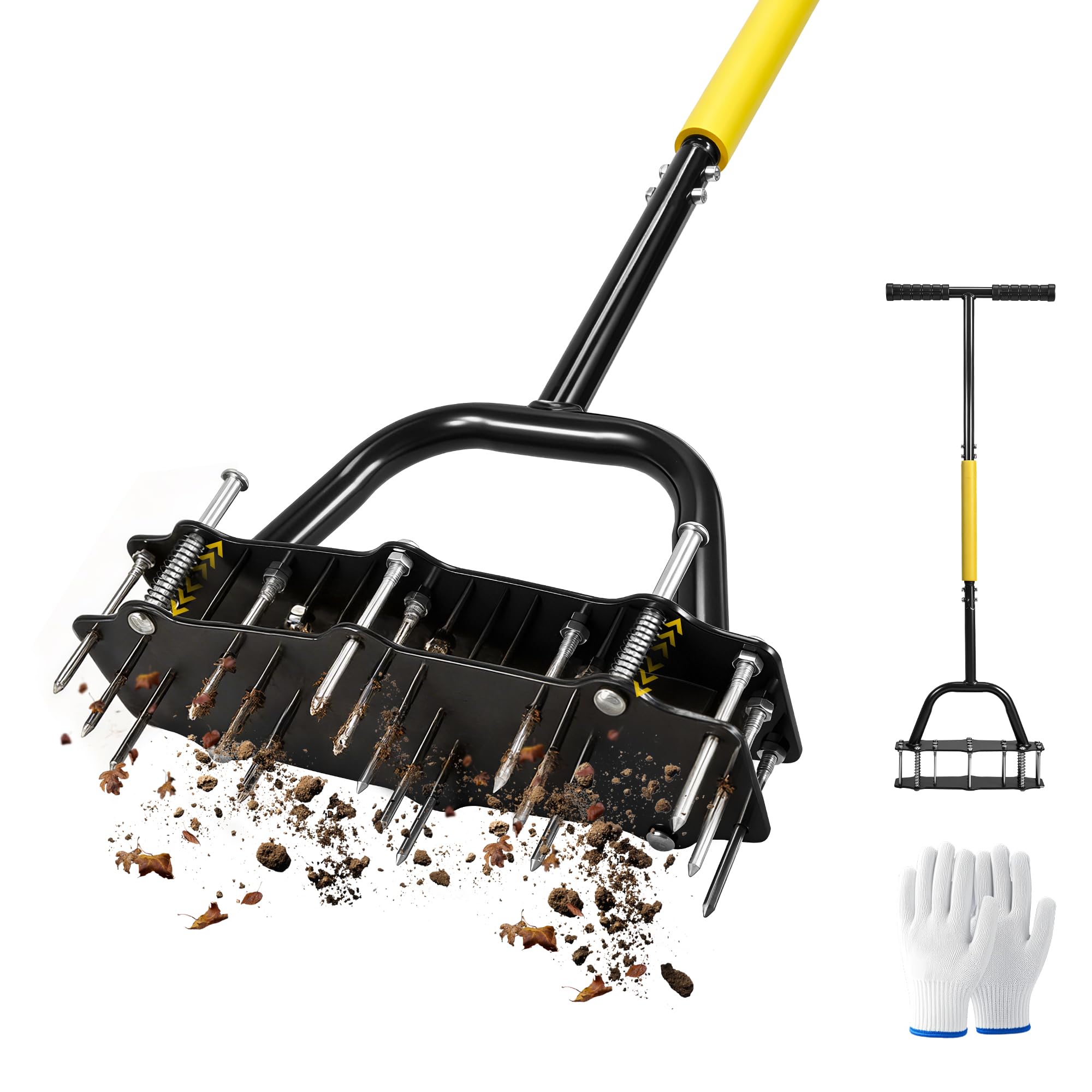arieggiatore per 15 denti, scarificatore manuale, aerazione del terreno per prati, aerazione del prato preassemblata, attrezzo da giardino con disposizione carotatrice prato