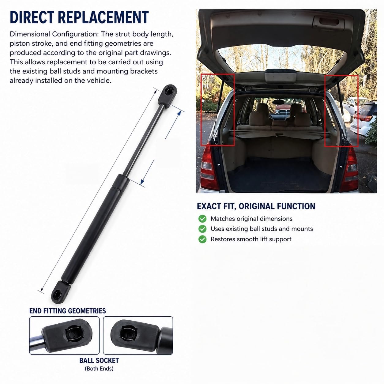 Vérin Hydraulique de Coffre pour Ford S-Max (CJ,WA6) 2015-2018
