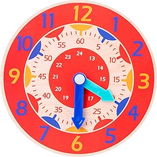 Preschool Shape Sorting Clock Wooden Kid Teaching Learning Clock Early Learning Educational Toys Clock with Numbers Shapes Games Gifts for Kids Boys Girls 3 Years Old, 1PC/Random Color Tengan