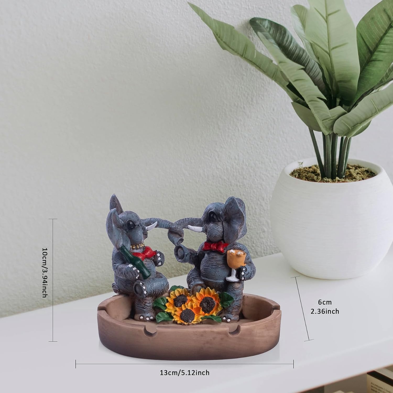 5.12'' Ash tray Elephants Ashtrays, Handmade Cool Resin Ashtrays for Cigarettes as Home Decoration, Outdoor Ashtray for Patio/Garden/Balcony