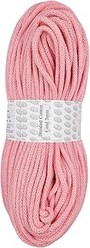 Braided Cotton Cord 5 mm 100 m, 46 Colours, Crochet Cord, Macrame Cord, Macrame Yarn, Premium Yarn, Macrame Rope, Sznurkomania (Powder Pink)