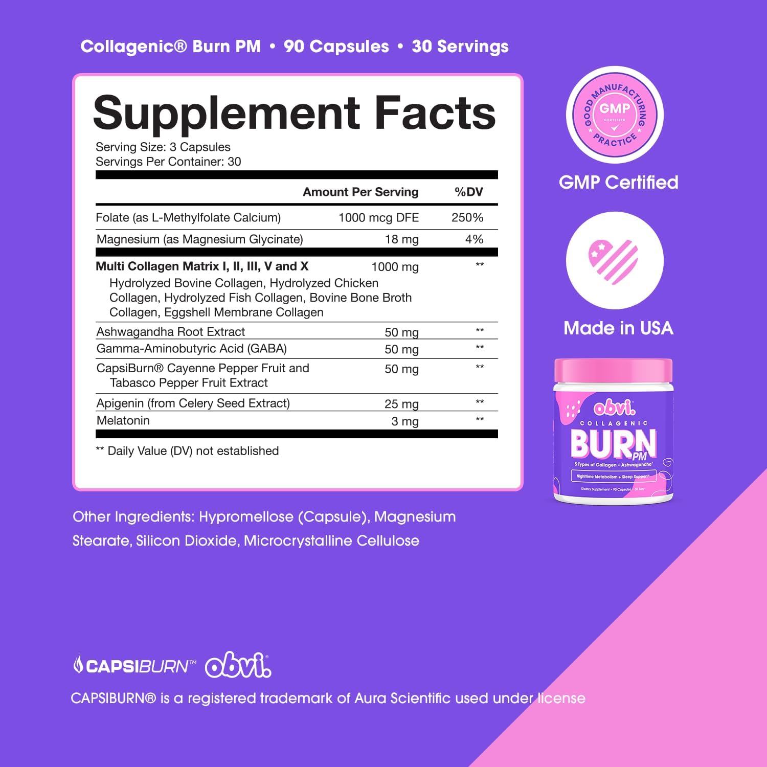 Obvi Burn Bundle – 24-Hour Support System with 5 Types of Collagen for Wellness, Recovery, and Vitality – Hydrolyzed Collagen Peptides, Green Tea Extract, and Ashwagandha for Overall Health