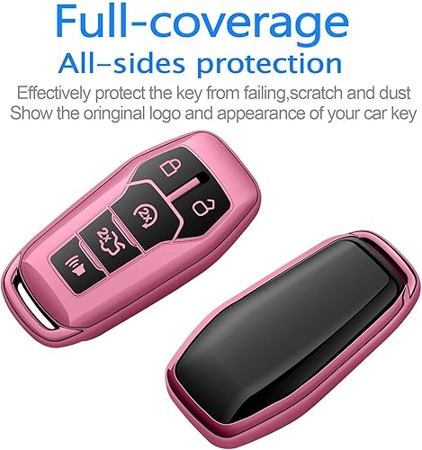Miniatura 3 de Tukellen Funda para llavero Ford de alta calidad, suave, de protección completa, compatible con Ford Fusion 2013-2016 2015-2017 Ford Mustang F-150
