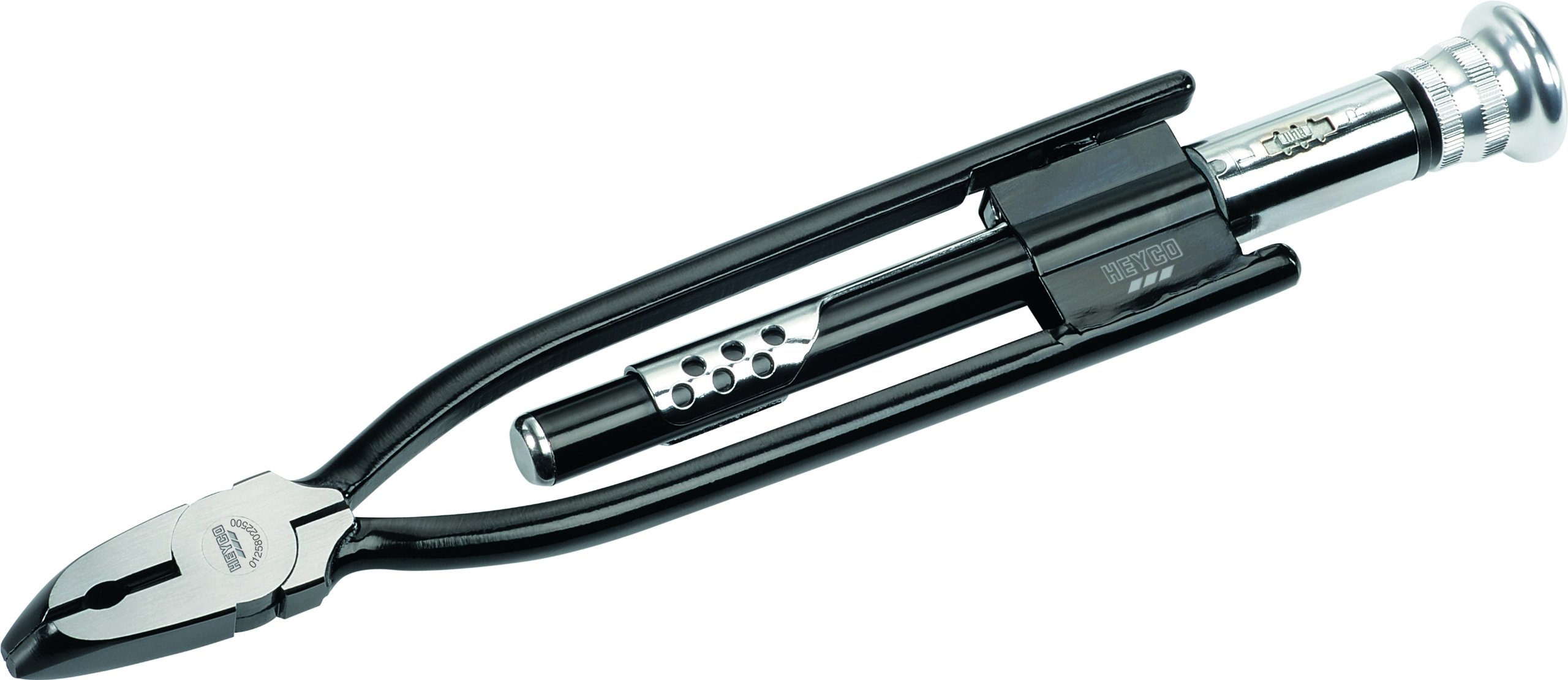 Heyco 1258022500 "1258" Wire Swivelling Pliers with Ratchet Function, Black/Silver, 9-Inch